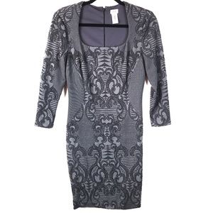 Cache Jacquard Scoop Neck Black Sheath Dress Sz M
